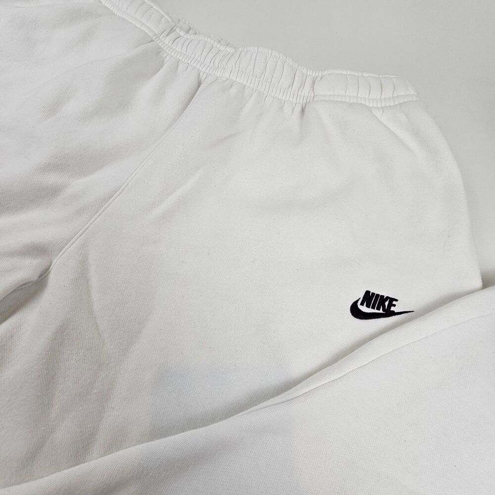 Nike Sweatpants Mens 3XL White Fleece Joggers Embroidered Swoosh Cotton Blend